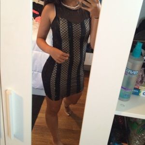 Black with Nude Tight Mini Dress